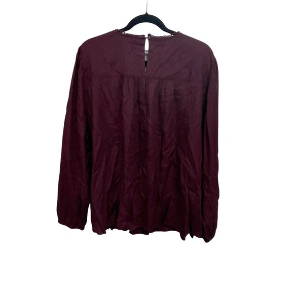 Lane Bryant Embroidered Blouse Size 18 Garnet Keyhole Back Boho Style - Picture 4 of 5